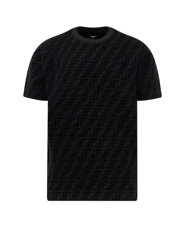 Cotton Piquet T-Shirt With Flocked Ff Motif