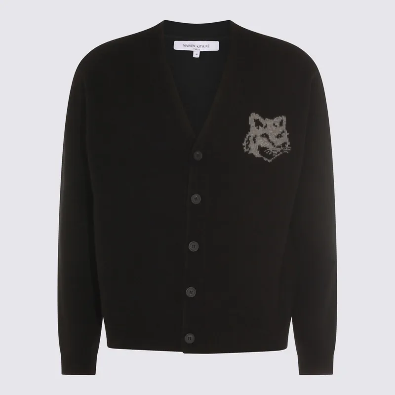 Sweaters Black/Medium Grey Melange - Maison Kitsuné