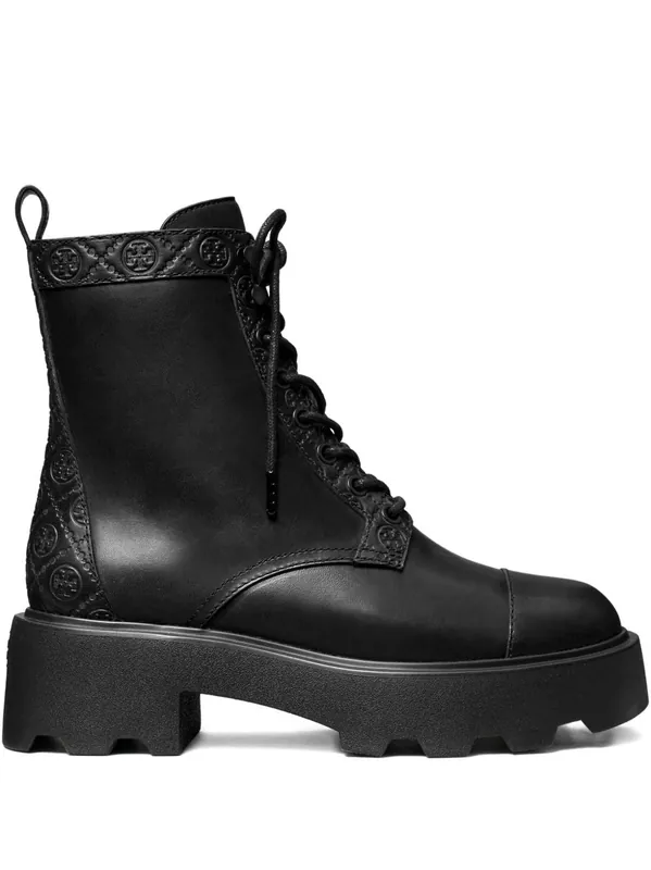 Monogram Leather Ankle Boots - Tory Burch