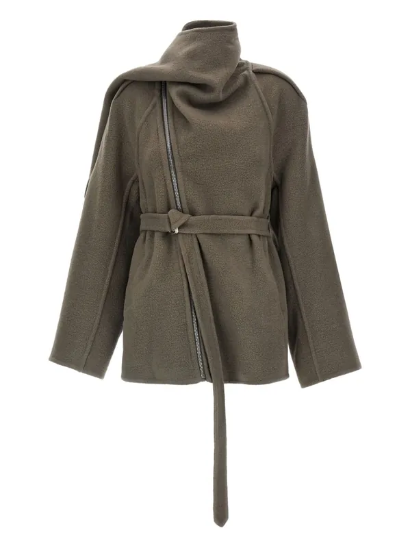 Wool Blend Scarfed Jacket - Rick Owens