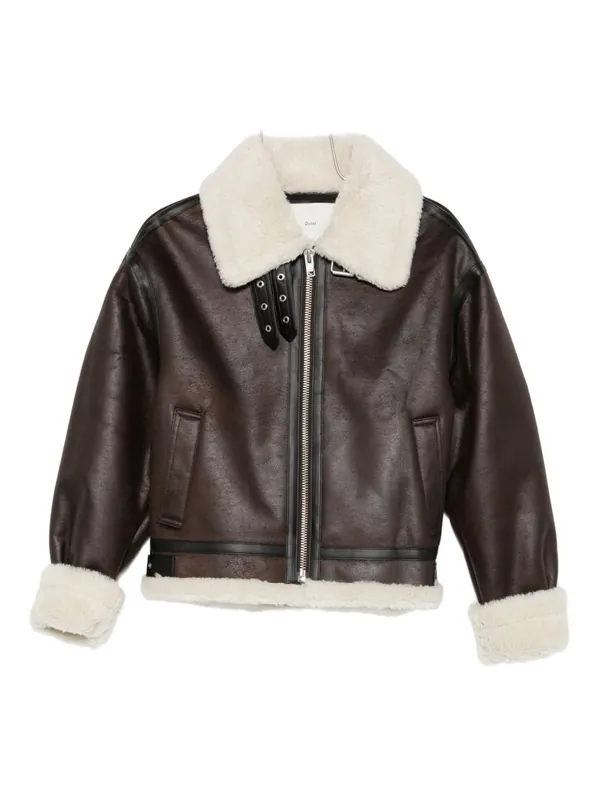 Faux Leather Shearling Jacket - Dunst