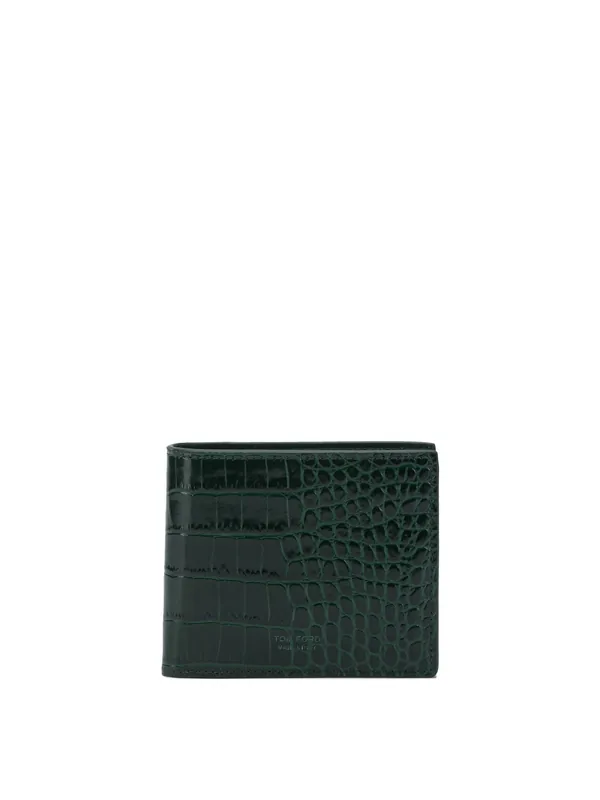 Crocodile Print Leather Wallet Wallets & Card Holders Green - Tom Ford