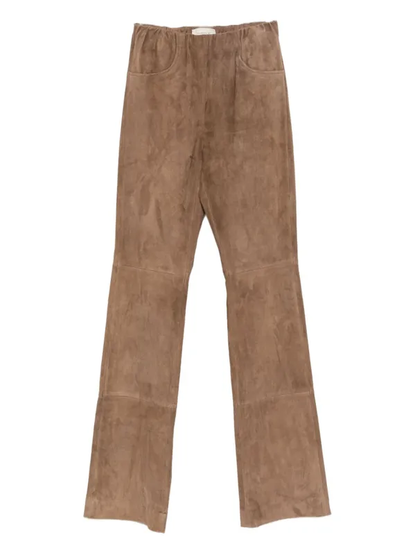 Leather Flared Leg Trousers - Via Masini 80