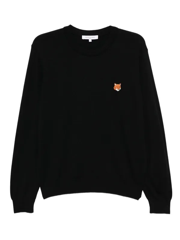 Fox Head Wool Crewneck Sweater - Maison Kitsuné