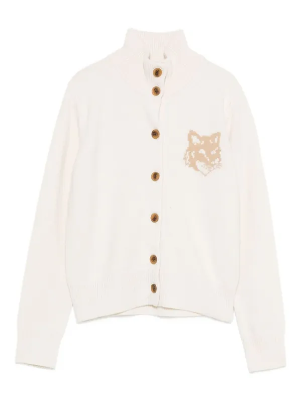 Fox Head Wool Cardigan - Maison Kitsuné