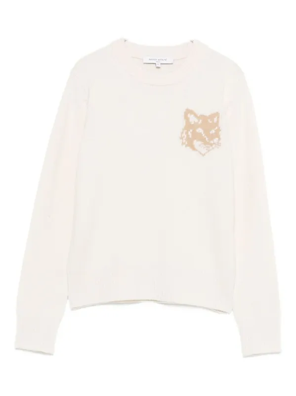 Fox Head Wool Crewneck Jumper - Maison Kitsuné