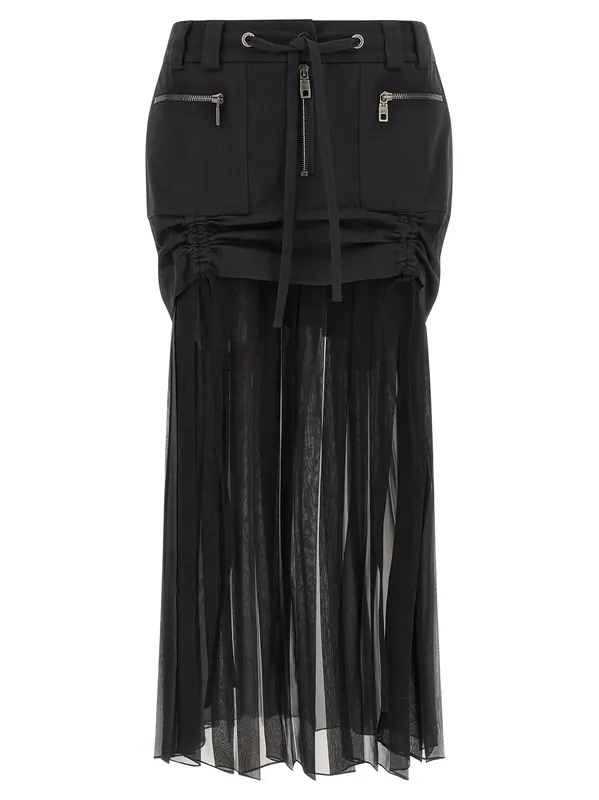 Twill And Chiffon Skirt Skirts Black - Dolce & Gabbana