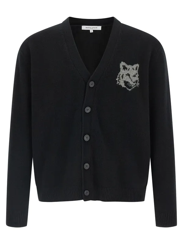 Fox Head Sweaters And Cardigans Black - Maison Kitsuné