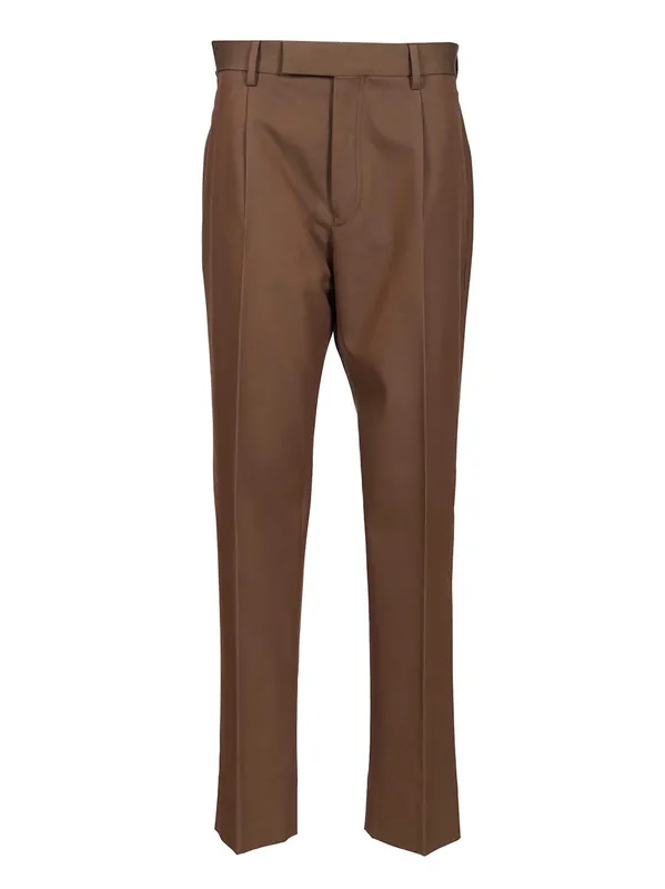 Dark Foliage Cotton And Wool Trousers Brown - Zegna