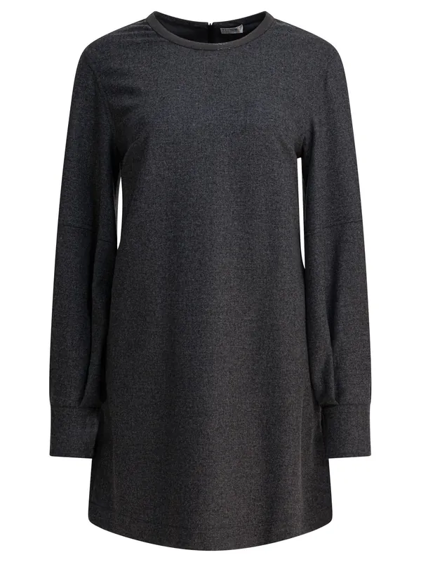 Wool And Cashmere Dress Dresses Grey - Brunello Cucinelli