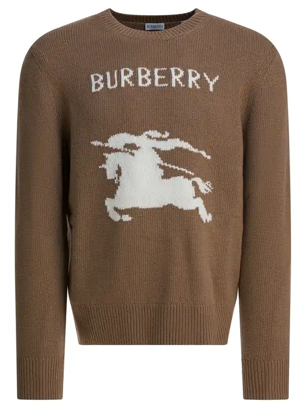 Wool And Cashmere Crewneck Sweater Knitwear Beige - Burberry