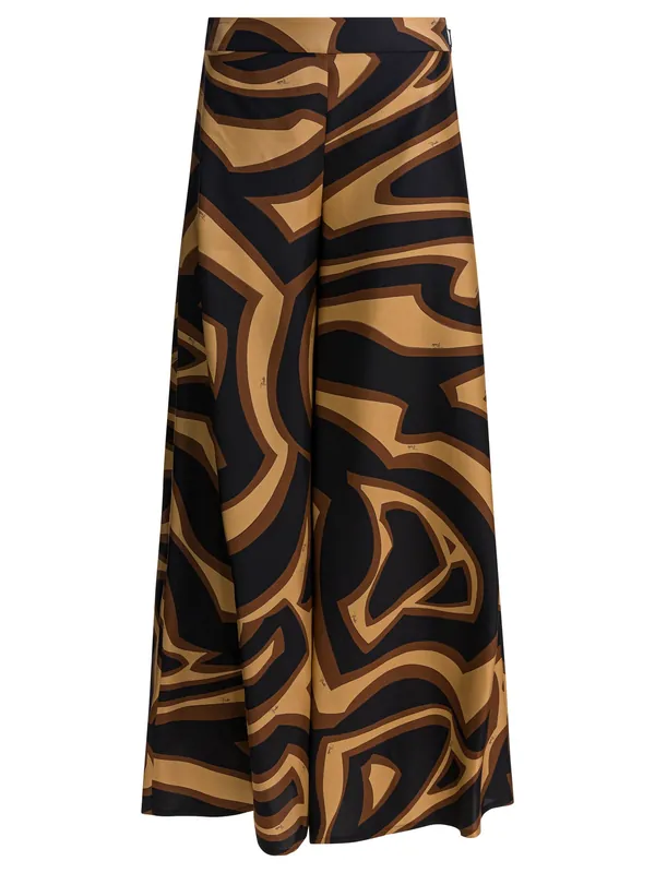 Labirinto Print Silk Wide Pants Trousers Black - Pucci