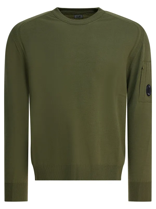 Wool Crewneck Sweater Knitwear Green - C.P. Company