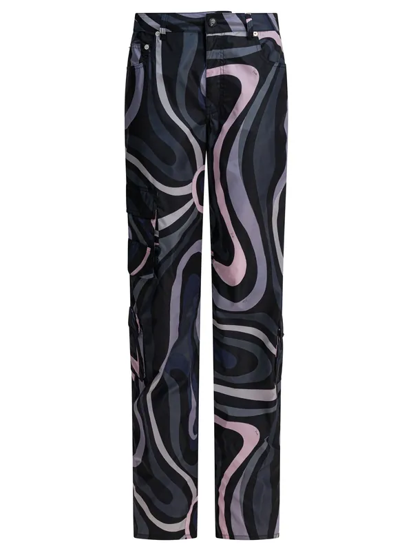 Marmo Print Cargo Pants Trousers Black - Pucci