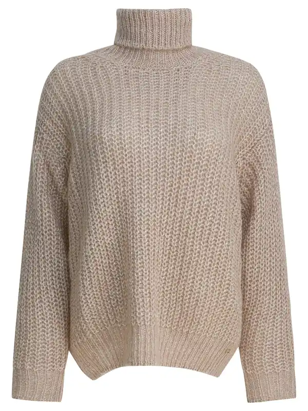 Wool And Alpaca Turtleneck Sweater Knitwear Beige - Herno