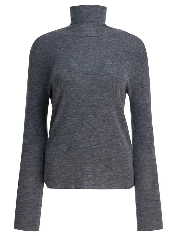 Wool Turtleneck Sweater Knitwear Grey - Umarmung