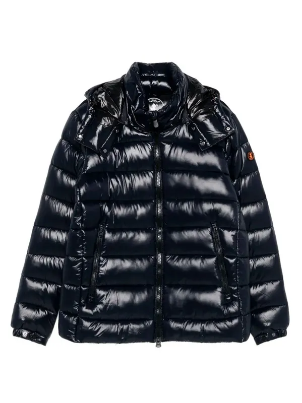 Florian Down Jacket With Lacquered Finish And Removable Hood - Save The Duck