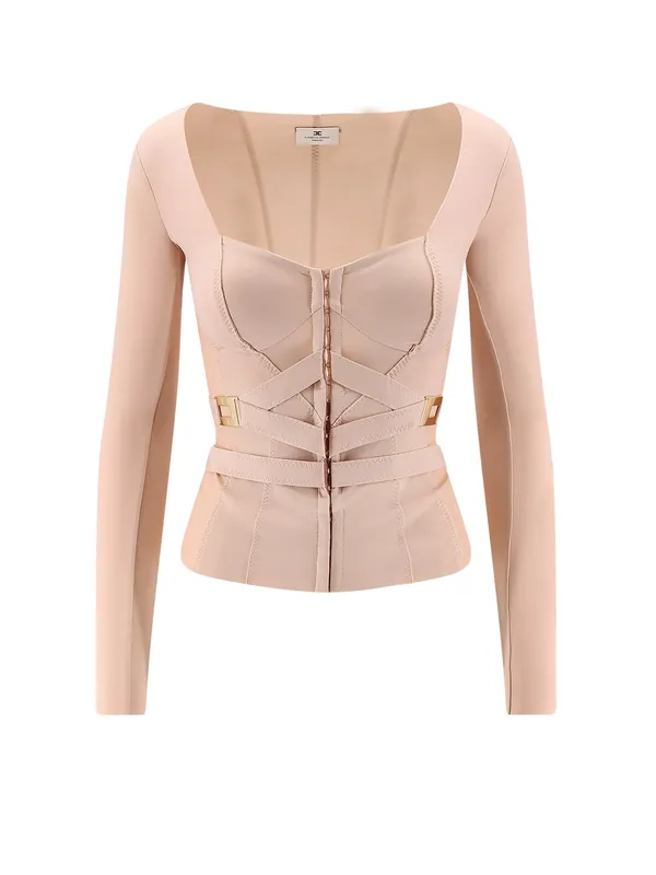 Stretch Fabric Top With Metal Details - Elisabetta Franchi