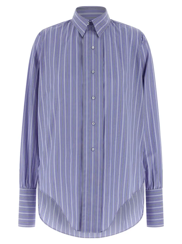 Striped Cotton Shirt Shirt And Blouse Light Blue - Maison Margiela