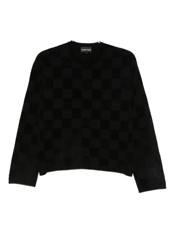 Check Crewneck Sweater - Emporio Armani