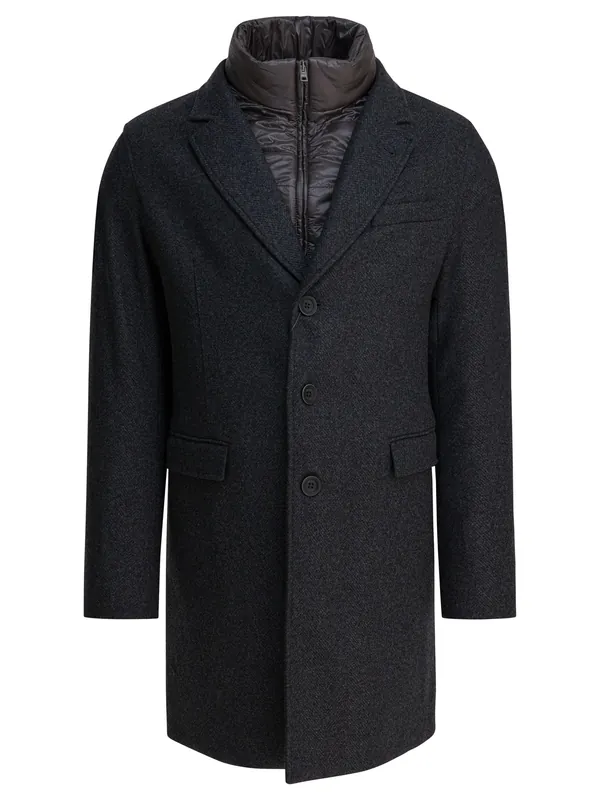 Wool Coat With Vest Jackets And Coats Grey - Herno