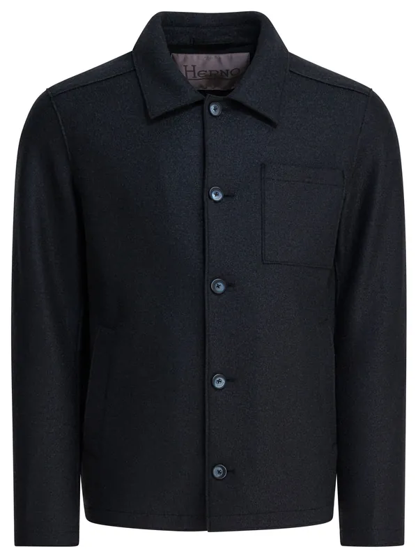 Virgin Wool Overshirt Jacket Jackets And Coats Blue - Herno
