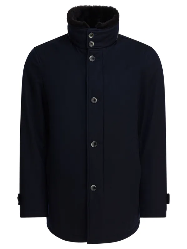 Virgin Wool Long Coat Jackets And Coats Blue - Herno