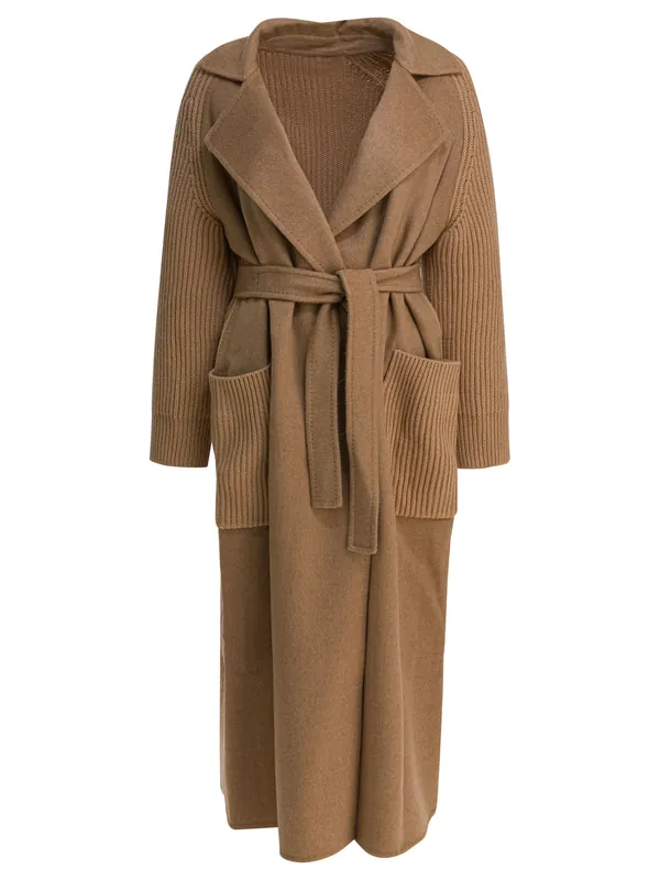 Camel Long Coat Jackets And Coats Brown - Max Mara