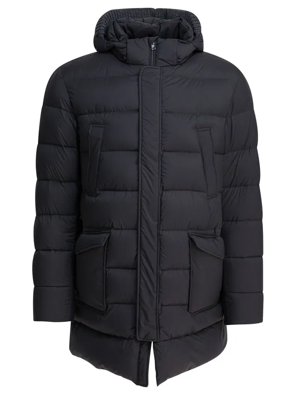 Long Down Jacket With Hood Jackets And Coats Grey - Herno