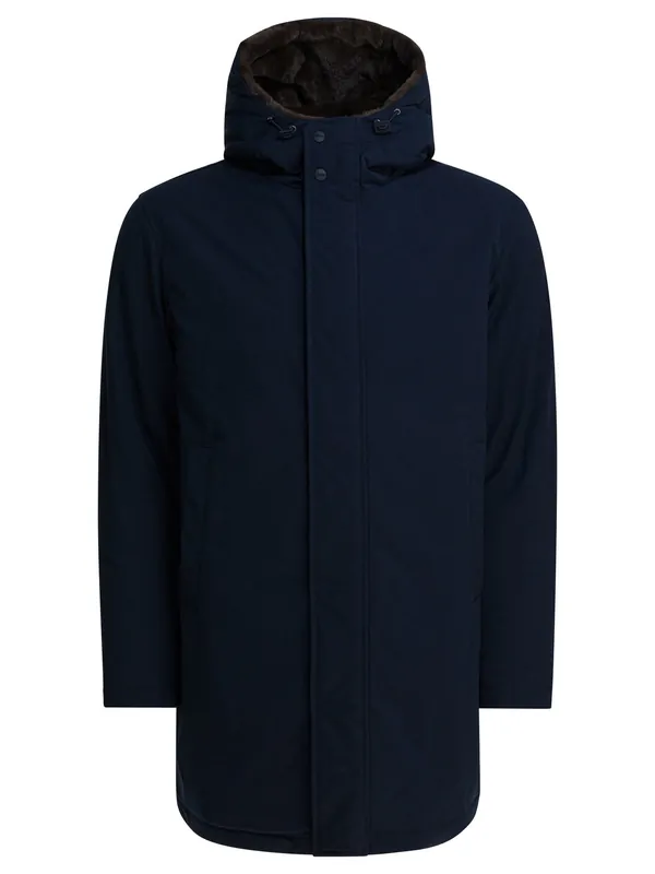 Long Coat With Hood Jackets And Coats Blue - Herno