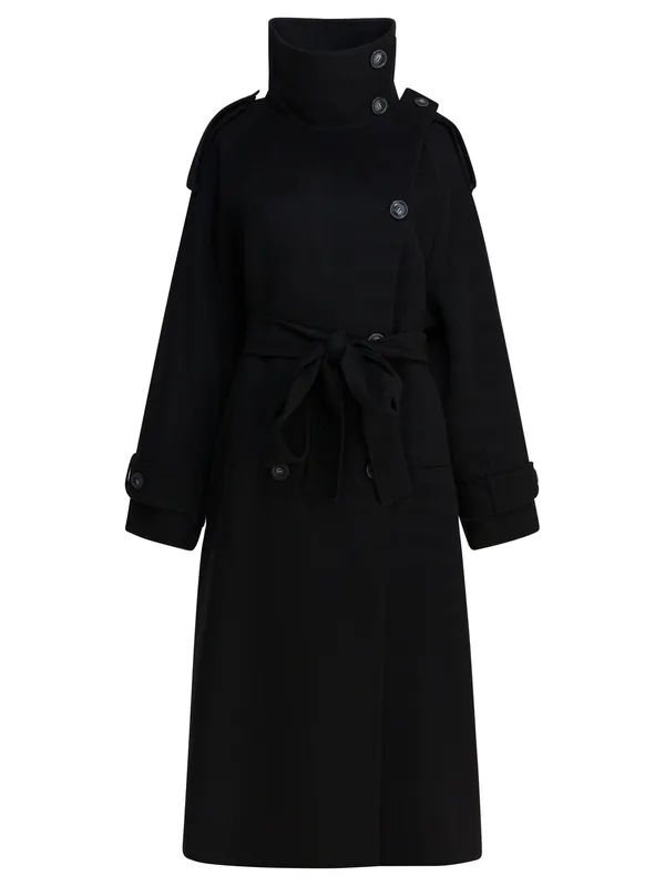 Virgin Wool Long Coat Jackets And Coats Black - Max Mara