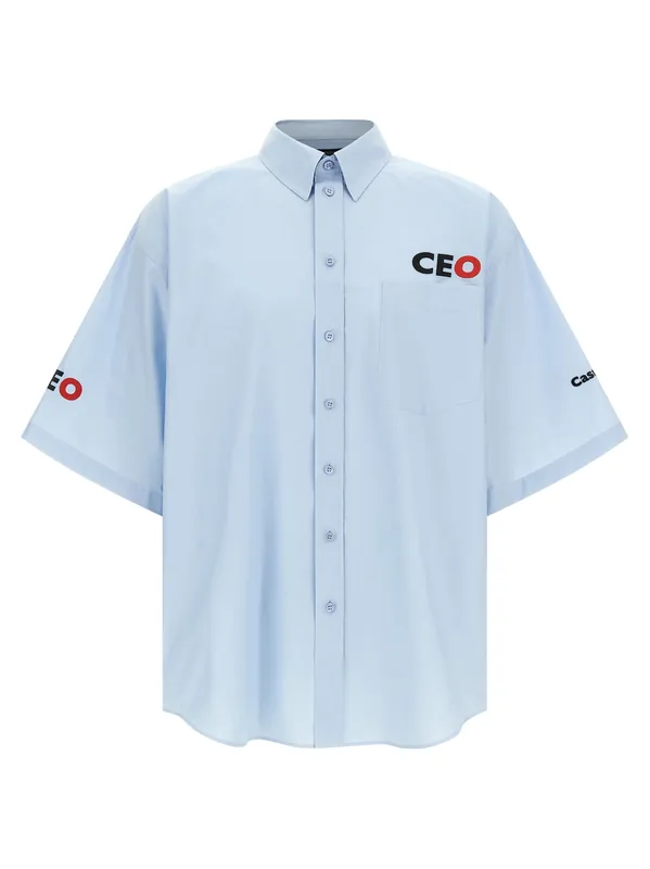 Ceo Uniform Logo Shirt And Blouse Light Blue - Balenciaga