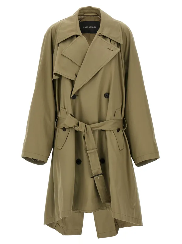 Draped Neck Coats And Trench Coats Beige - Balenciaga