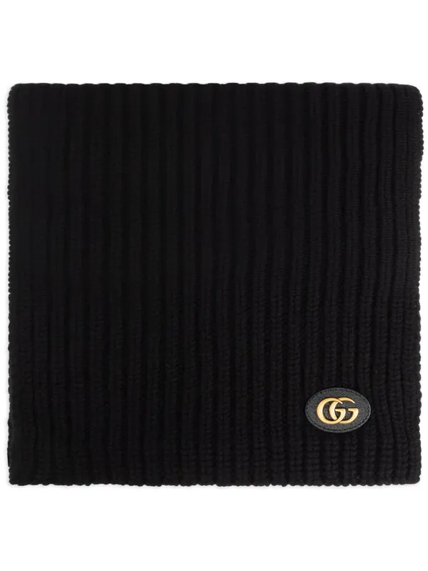 Cashmere And Wool Scarf With Gg Tag - Gucci