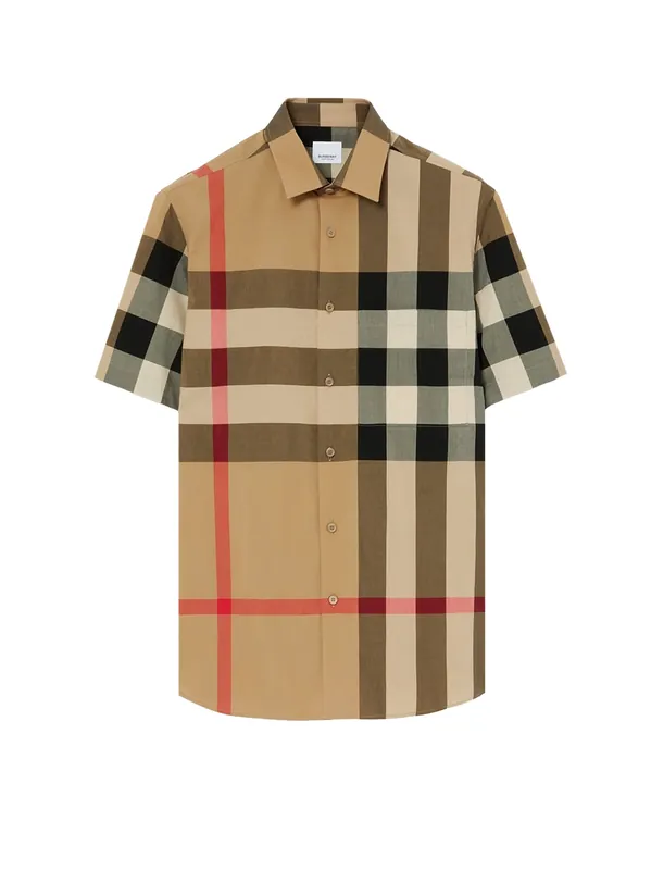 Cotton Shirt With Check Print - Burberry
