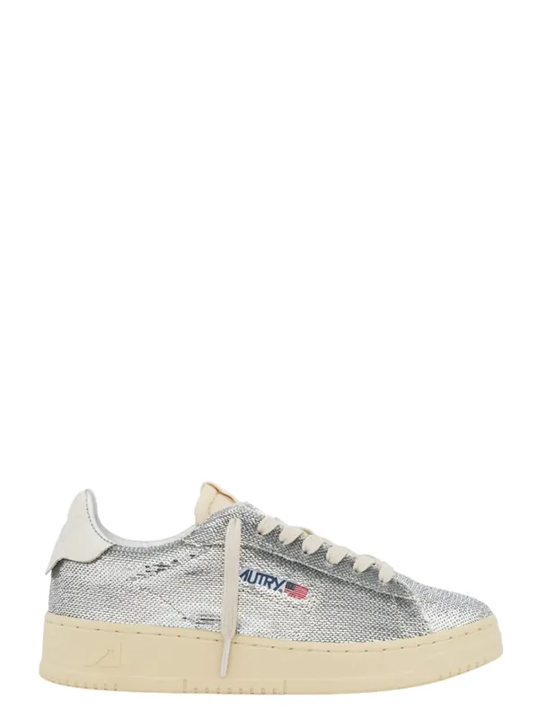 Dallas Low Sparkling Sneakers In Silver And White Sequins - Autry
