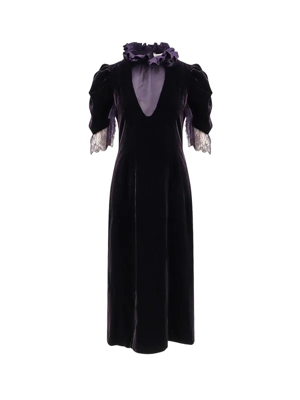 Velvet Dress With Silk Lining - Alexander McQueen