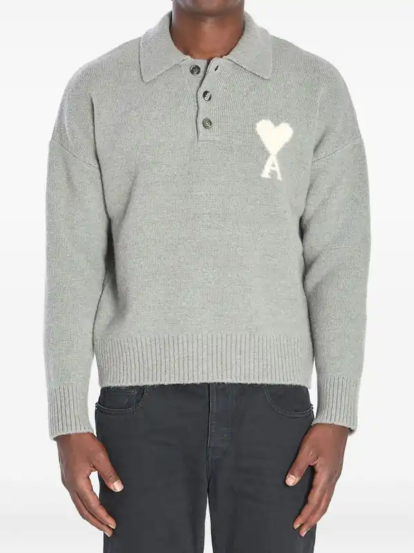Ami De Coeur Wool Polo Shirt - Ami Paris
