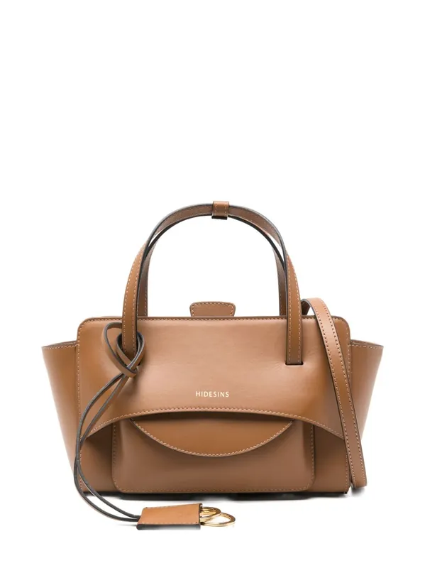 Flap Small Leather Tote Bag - Hidesins