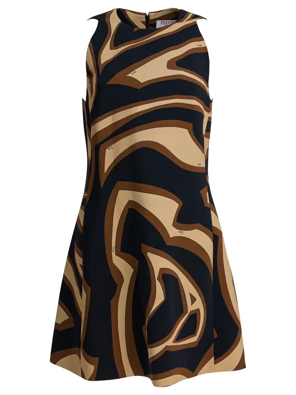 Labirinto Print Trapeze Dress Dresses Black - Pucci