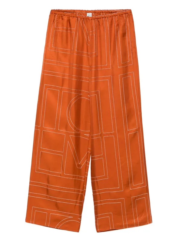 Monogram Silk Pajama Pants - Toteme