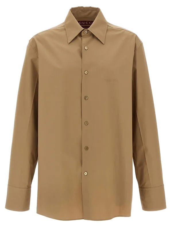 Embossed Logo Shirt Shirt And Blouse Beige - Gucci