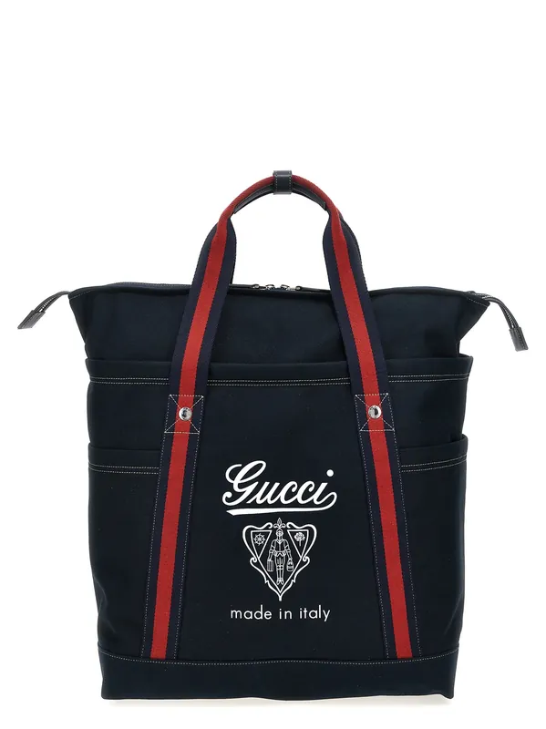 Large Coat Of Arms Shopping Tote Bag Blue - Gucci