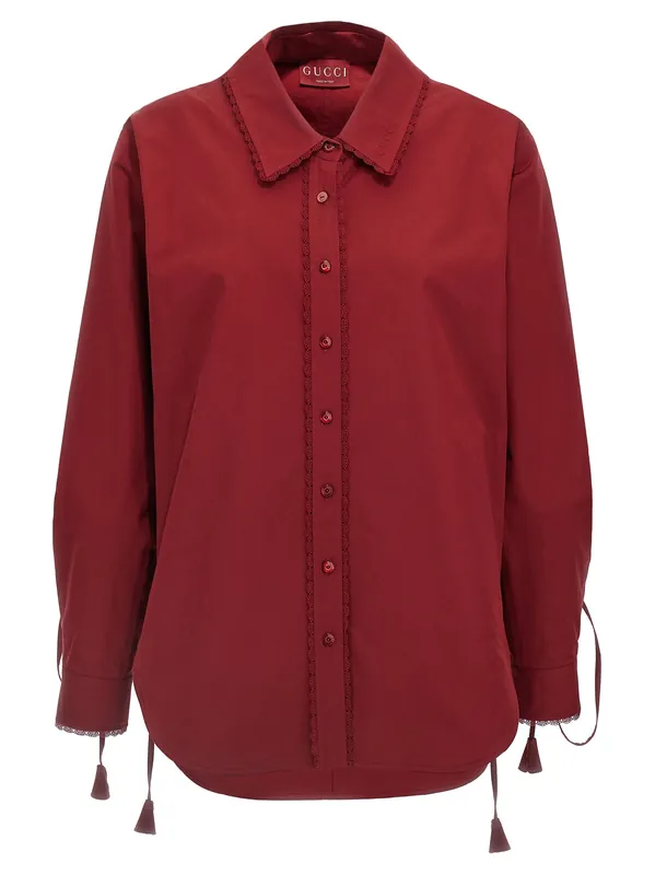 Lacing Shirt Shirt And Blouse Red - Gucci