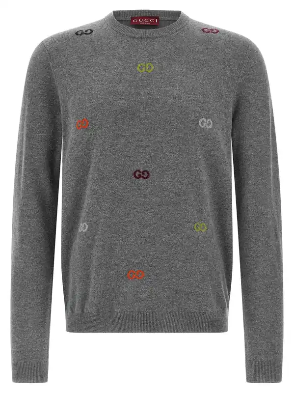 Gg Intarsia Sweater Sweaters And Cardigans Gray - Gucci