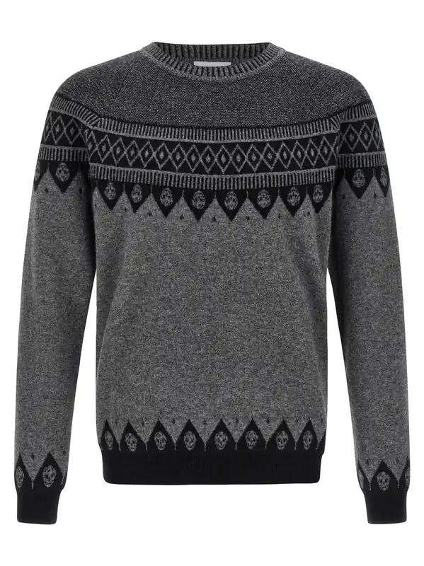 Skull Sweaters And Cardigans Gray - Alexander McQueen