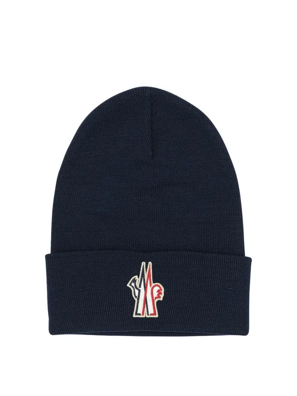 Wool Beanie Hats Blue - Moncler Grenoble