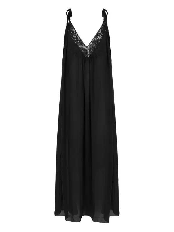 Silk And Lace Long Dress - Chloé