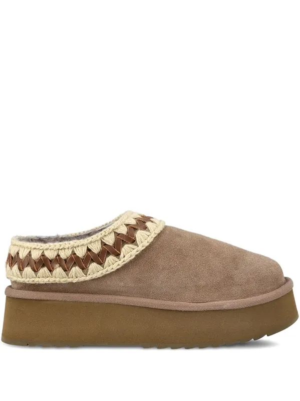Platform Clog Suede Slippers - Mou