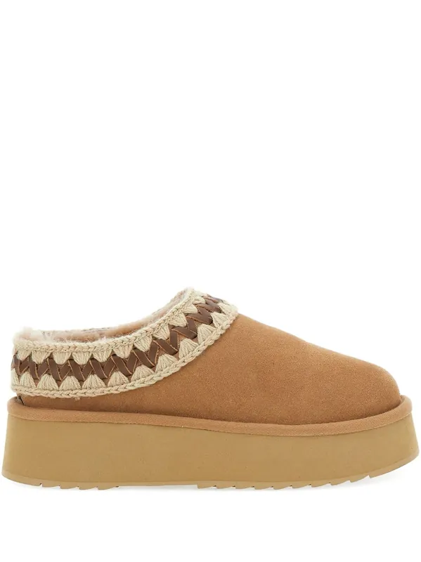 Platform Clog Suede Slippers - Mou